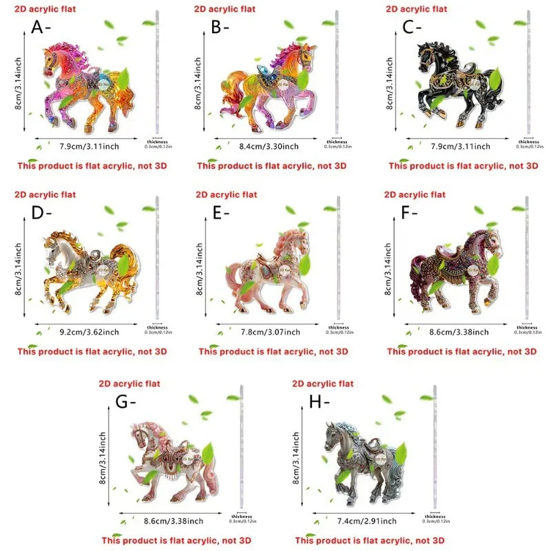 2D Acrylic Horse Car Rearview Mirror Pendant Charm Christmas Tree Ornament Party New Year Hanging Decoration Drop Ornaments