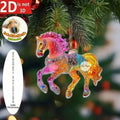 2D Acrylic Horse Car Rearview Mirror Pendant Charm Christmas Tree Ornament Party New Year Hanging Decoration Drop Ornaments